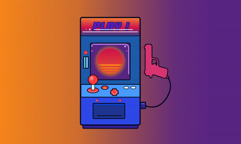 Blending Nostalgia with Vibrant Colors: Immersive Retro Arcade Gaming Experience Wallpaper