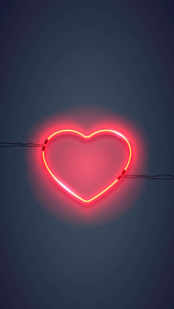 Neon Love: Vibrant Heart iPhone Wallpaper