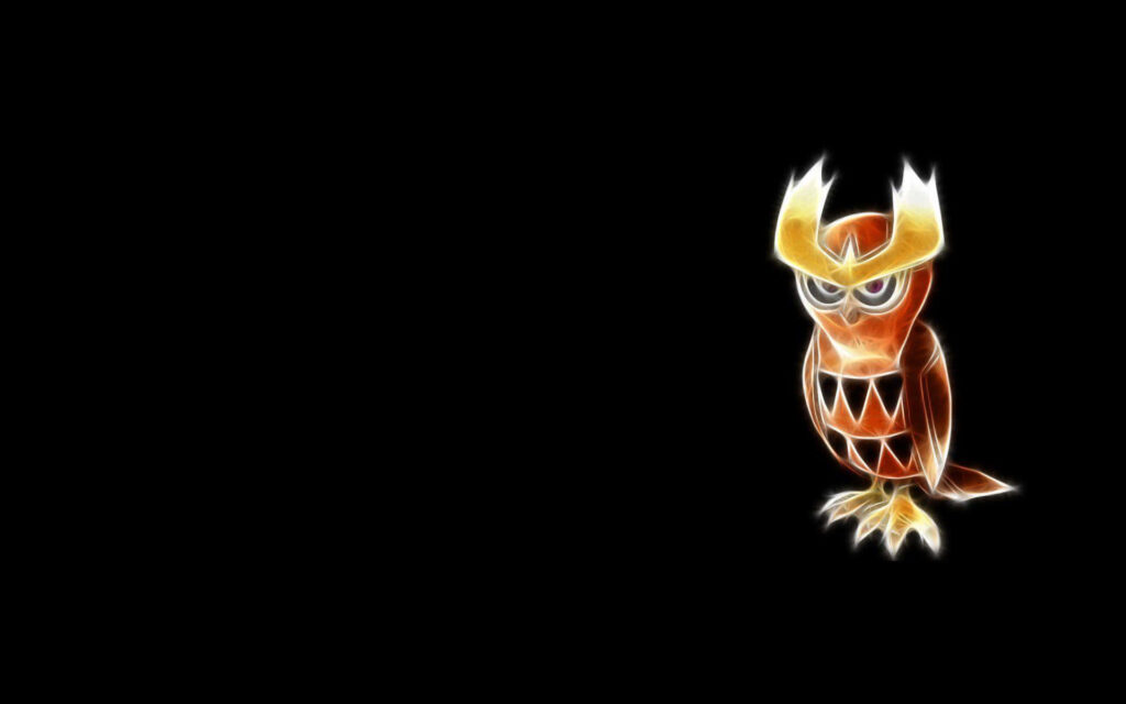 Neon Owl Wallpaper: Electric Contrast on Pitch-Black Background