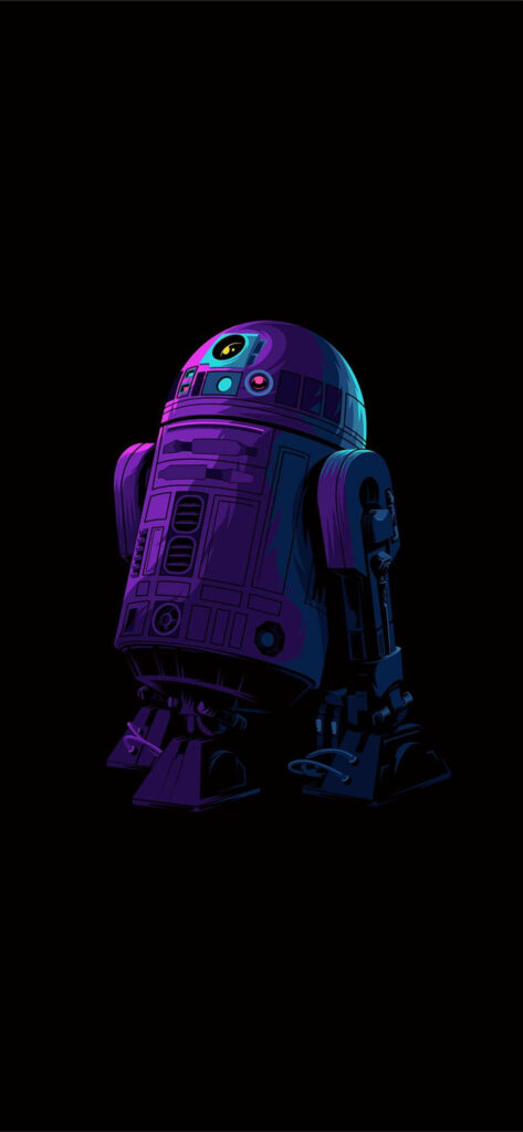 Neon R2-D2 Wallpaper for iPhone 11: Futuristic Design on Black