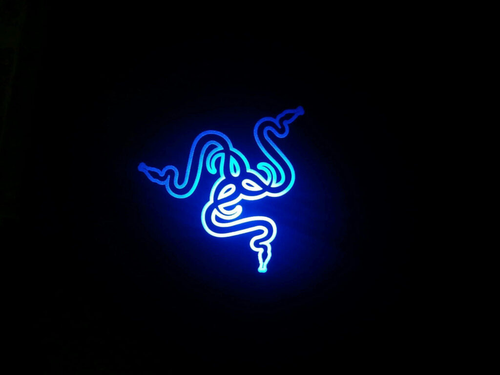 Glittering Razer Logo - Fluorescent Blue Neon 4K Wallpaper