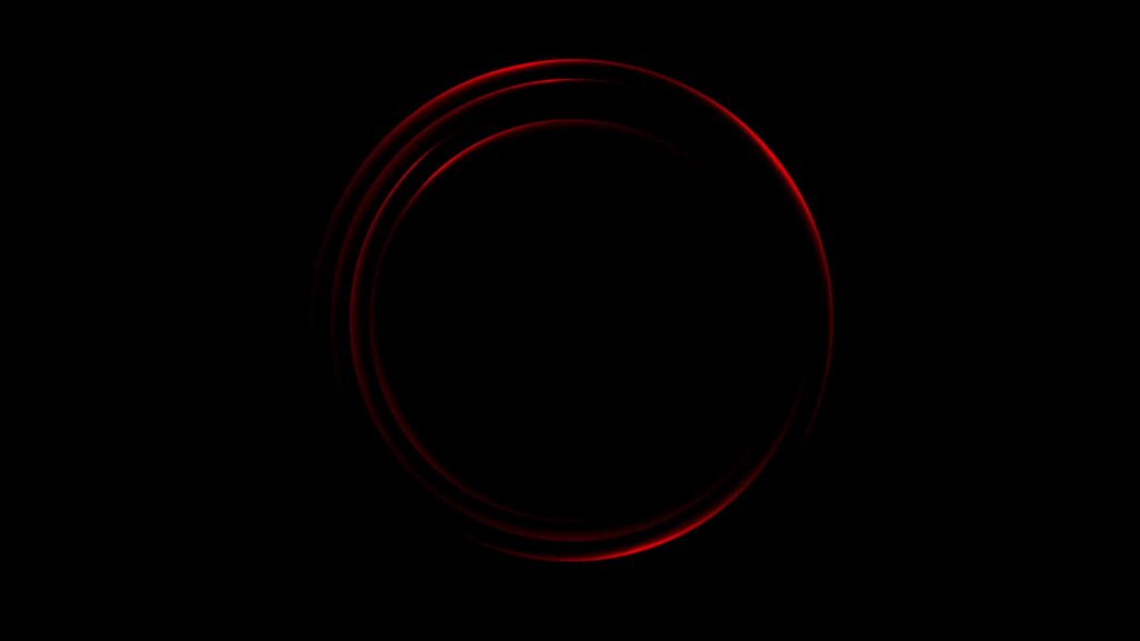 Neon red glowing circular ring on black background modern abstract minimal desktop wallpaper