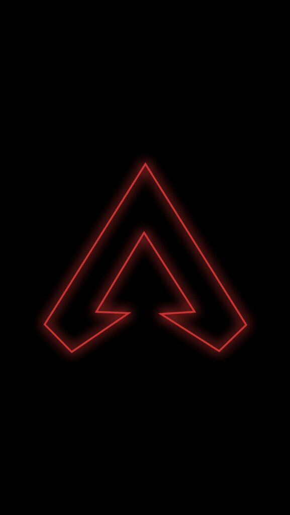 Neon red Apex Legends logo glowing on sleek black background phone wallpaper for gamers