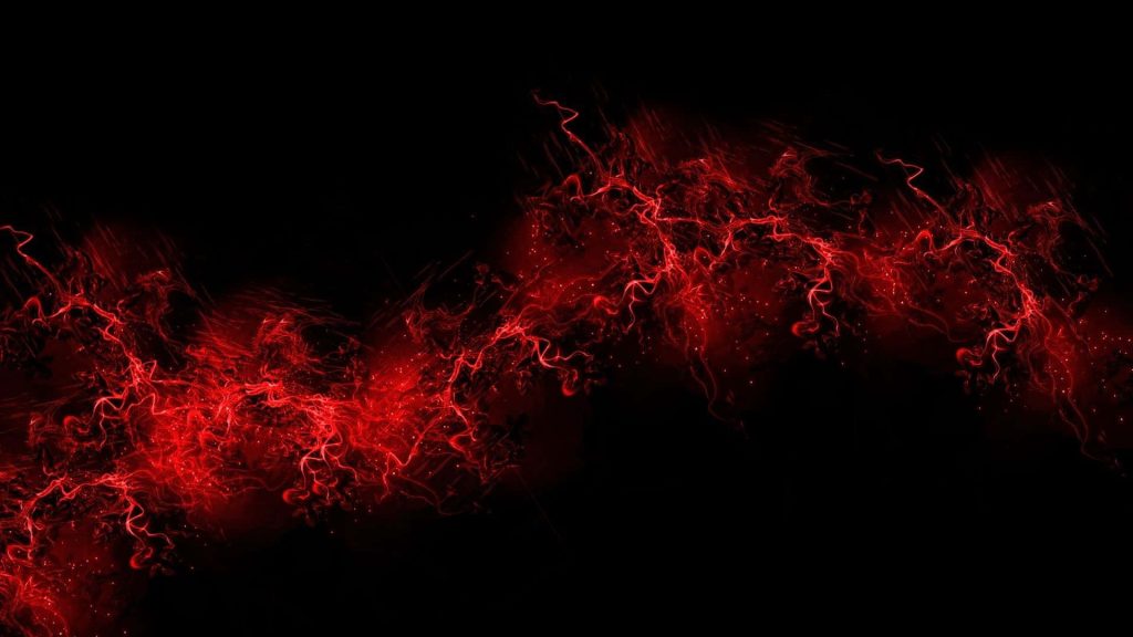 Abstract digital wallpaper with neon red lightning on black background vibrant electric design