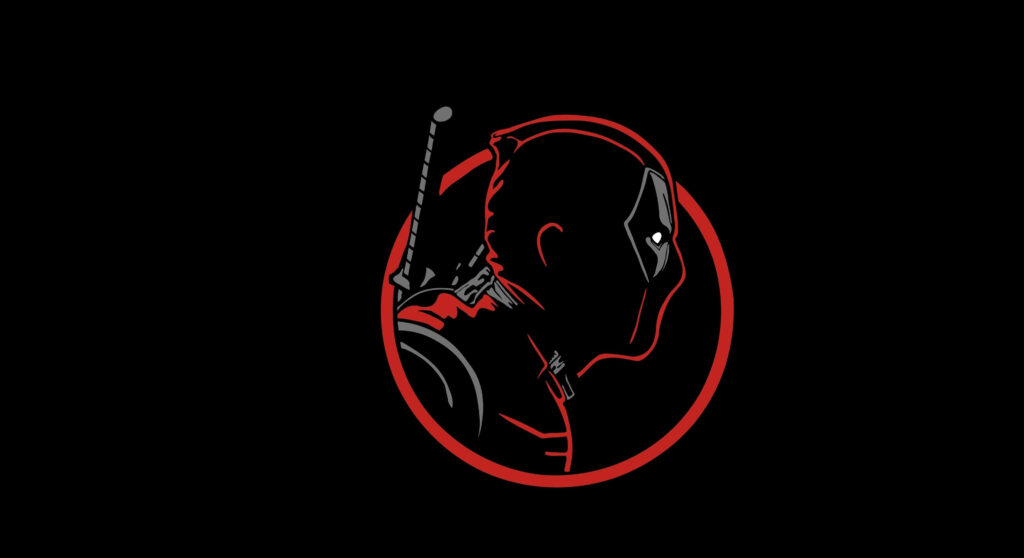 Neon Red Line Art: A Sleek Rendition of Deadpool's Iconic Logo on a Black Canvas Wallpaper
