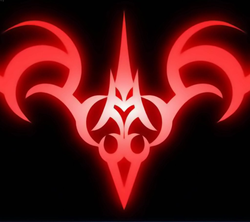 Neon red Saber Command Spell glowing on black background Fate Zero anime wallpaper background