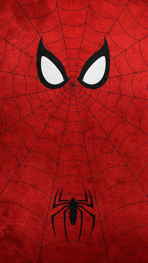 Neon red Spider-Man mask with web pattern HD wallpaper, bold superhero background design