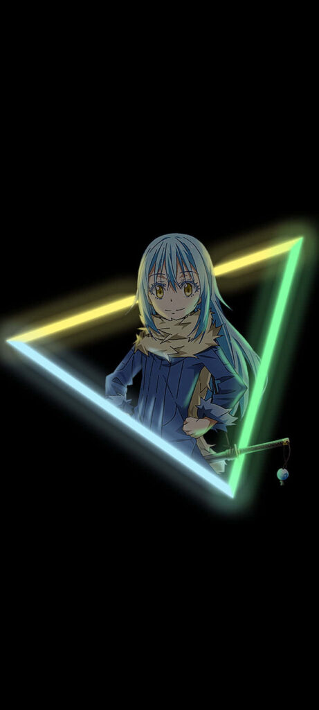 Neon Rimuru wallpaper glowing geometric triangle black background That Time I Got Reincarnated as a Slime