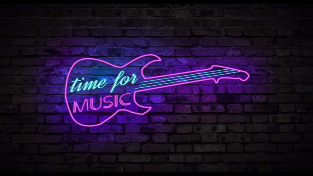 Neon Synthwave Guitar Wallpaper: Retro-Futuristic Music Vibe