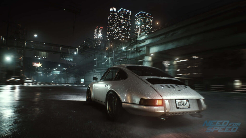 Dynamic Porsche 911 Wallpaper: Neon Urban Night Racing Scene