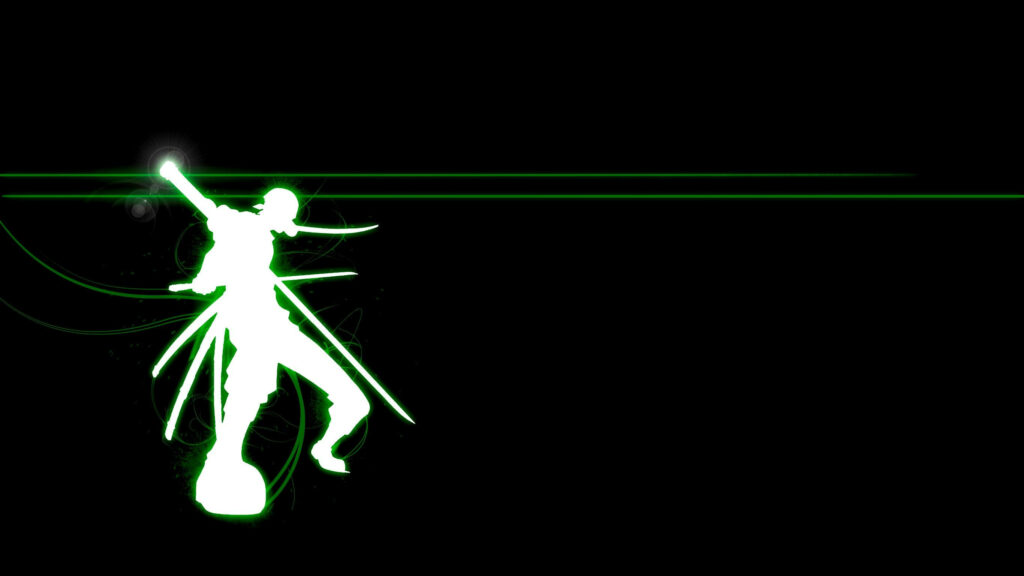 Neon Zoro: Brightening Up Your Wallpaper with a Stunning Silhouette Fan Art