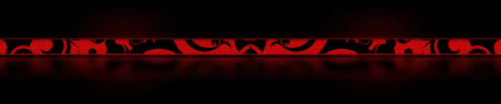 Glowing Neon Night: Dark Background Triple Monitor Setup with Red Lines Wallpaper