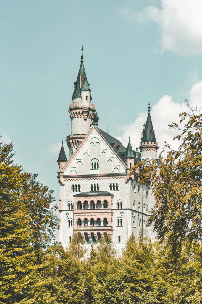 Neuschwanstein Castle Front View: Fairy-Tale Wallpaper Background