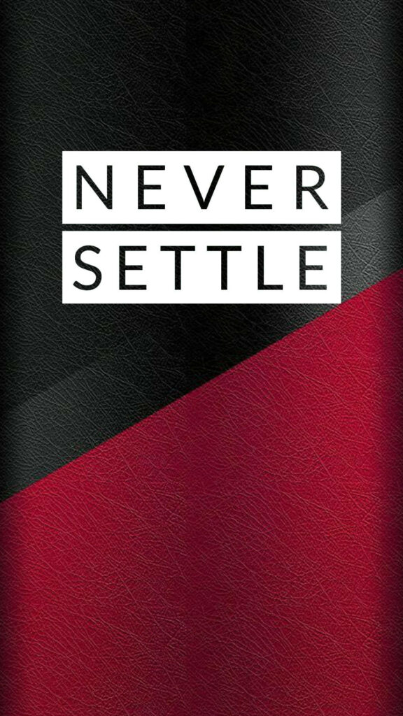 Bold Oneplus Nord Wallpaper: Defying Limits with 'Never Settle' Motto on Striking Red and Black Textured Canvas