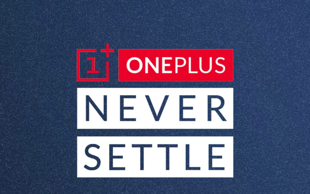 Blue Perfection: Oneplus Never Settle Wallpaper with White Rectangles on Blue Background