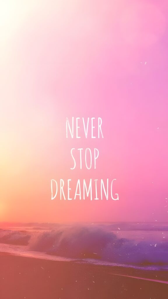 Never Stop Dreaming: Inspiring Sunset Beach Wallpaper Background