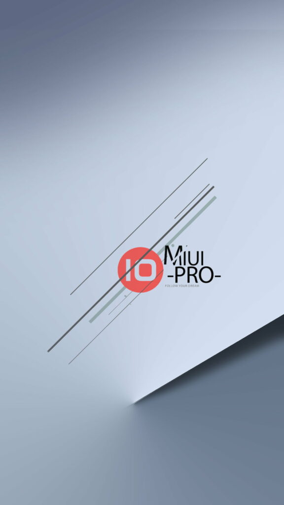 MIUI Pro wallpaper blue grey gradient with bold red circle and minimalist diagonal lines design