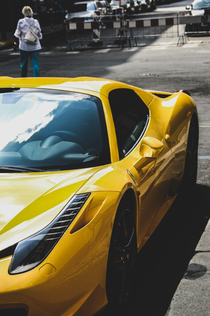Captivating Ferrari 458 Italia Enhances its Stature with Luminous Yellow Exterior and Dazzling Chrome Accents, Emphasizing Style and Perfection Wallpaper