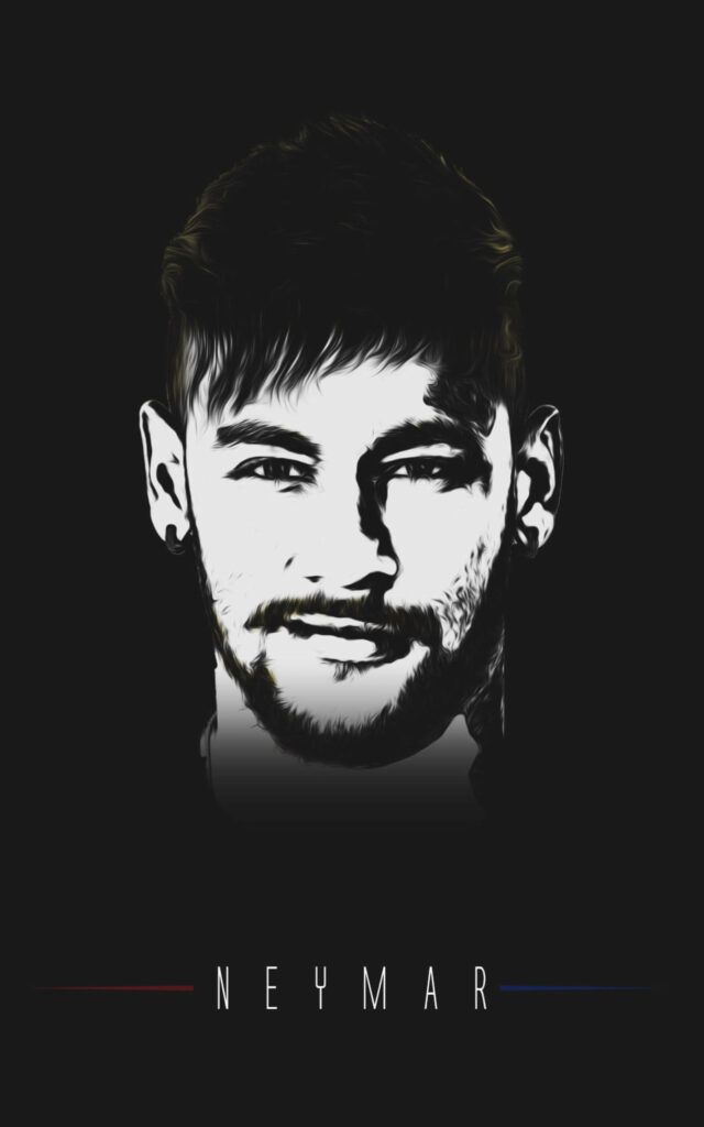 Monochrome Tribute: Neymar Jr's Exquisite Fan Art with Last Name Emblem Wallpaper