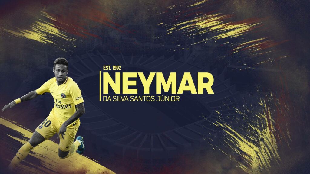 Vibrant Football Energy: Neymar Jr Unleashes his Skills amidst a Grungy and Textured Backdrop Wallpaper