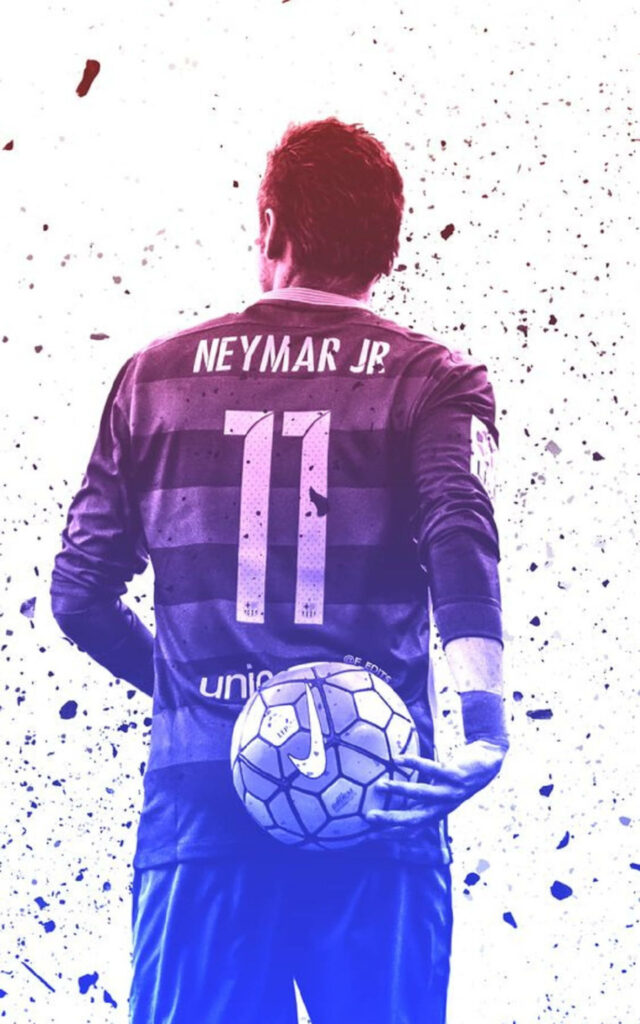 Neymar Jr Embracing his Iconic Number 11: A Stunning Fan-Made Art against a Faded Background Wallpaper