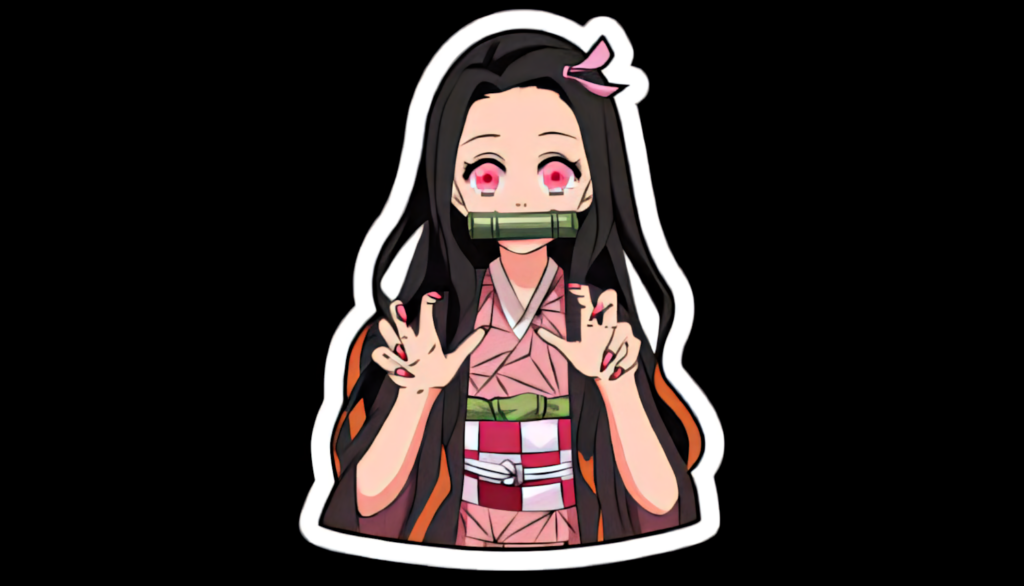 Adorable Nezuko Kamado Wallpaper: Cheerful Sticker Design