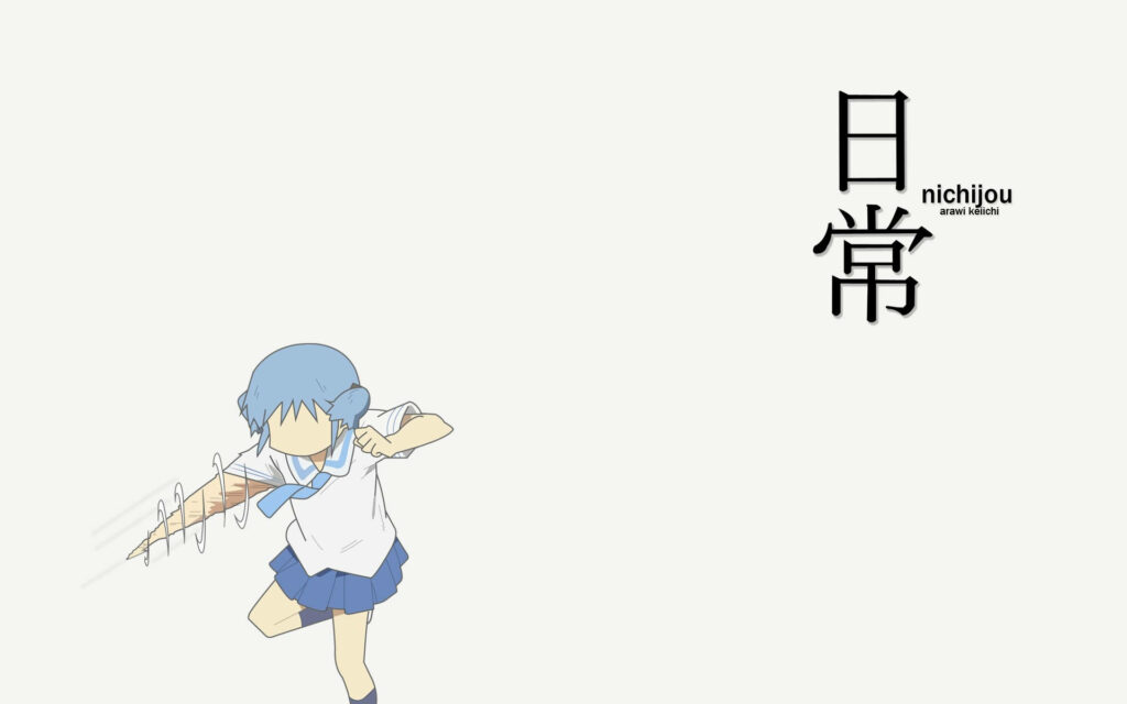 Dynamic Mio from Nichijou Wallpaper - Minimalist Action Design