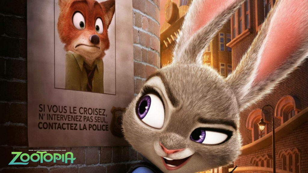 Zootopia Wallpaper: Nick Wilde & Judy Hopps in Urban Scene
