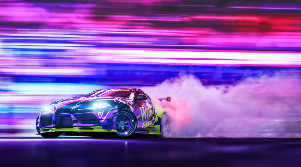 Colorful Night Drift: Astonishing Toyota Supra Racing in Ultra 4K Wallpaper
