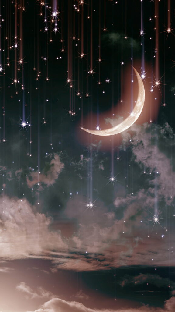 Starry Night Sky: HD Moonlit Phone Wallpaper