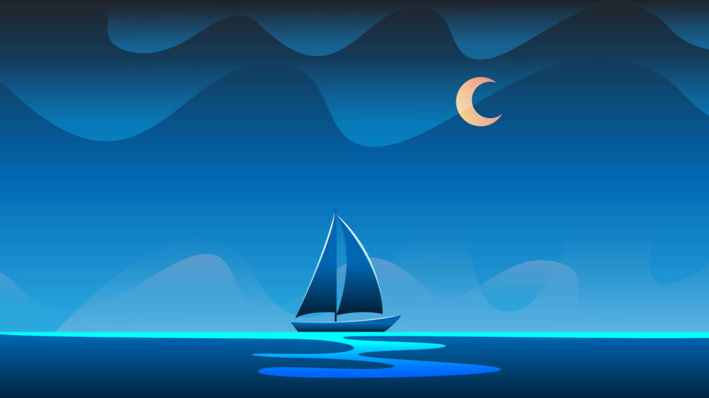 Nighttime Nautical Vibes: Vector Art Sea Wallpaper
