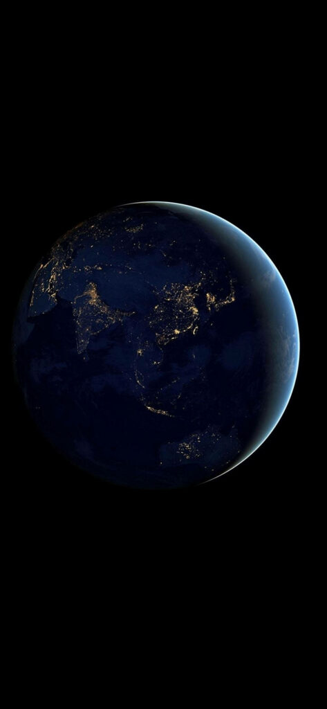 Nighttime Earth's Gleam: Captivating iPhone Wallpaper in Dark Indigo