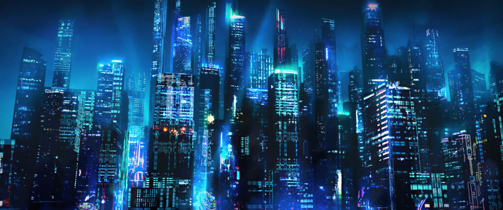 Glimpses of a Vibrant Neon Metropolis: Captivating 3440x1440 Cityscape Wallpaper