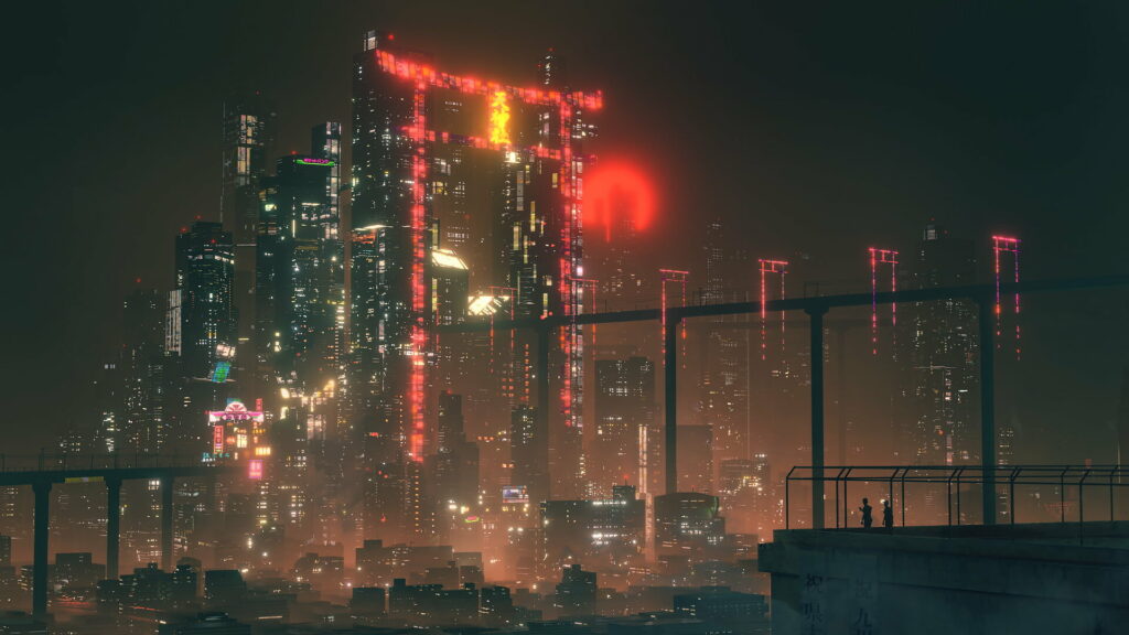 The Neon Metropolis: A Dazzling Cyberpunk Night Journey Wallpaper