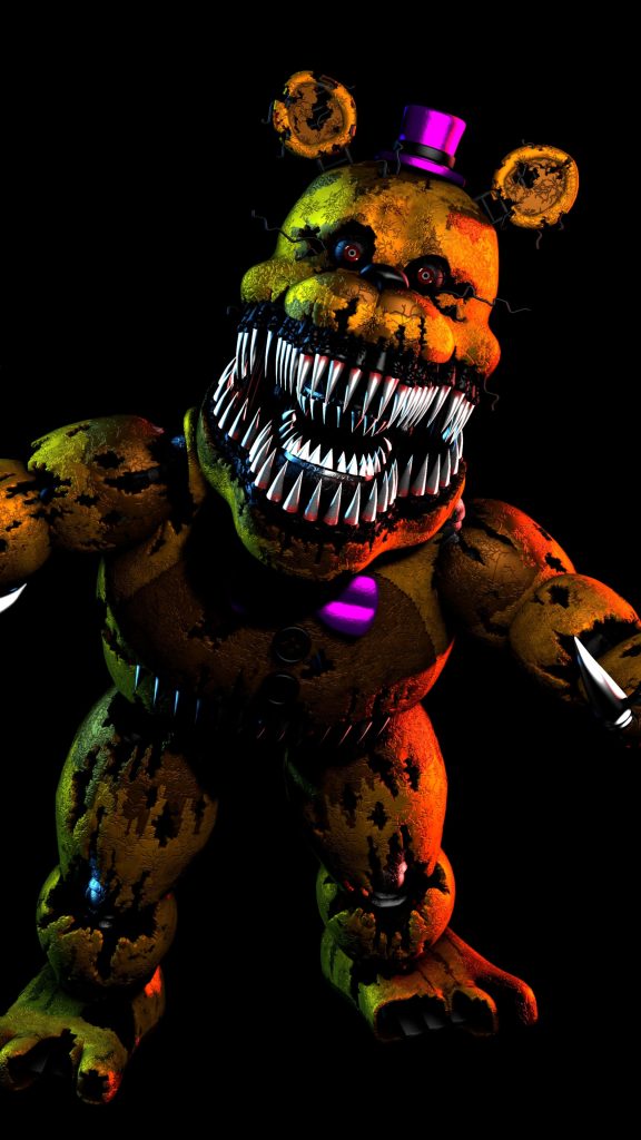 Nightmare Fredbear 3D digital wallpaper Five Nights at Freddy's 4 decaying golden animatronic