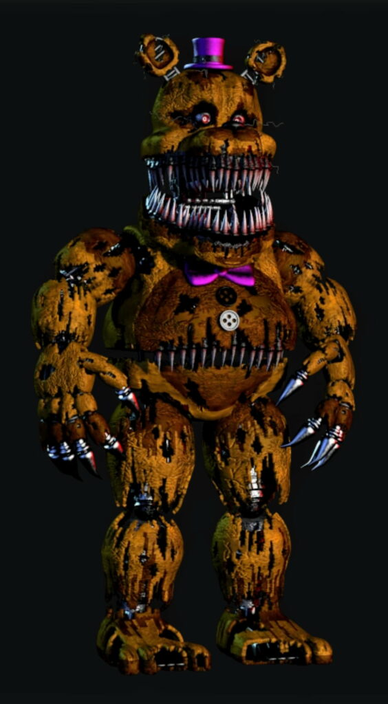 Dreadful Encounter at Five Nights: Nightmare Fredbear Haunts your FNAF-themed HD Phone Wallpaper