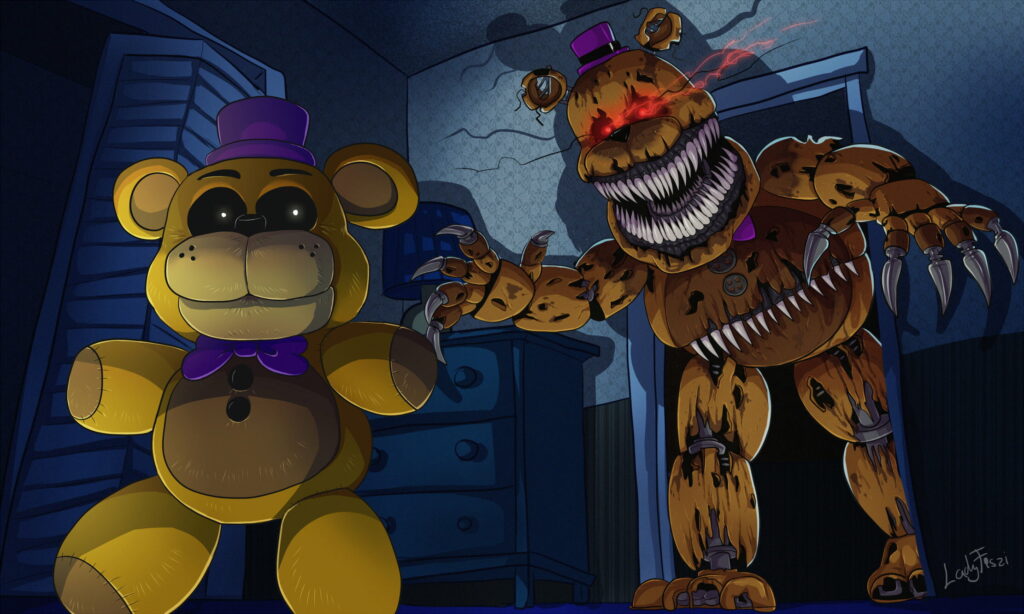 Nightmare Golden Freddy Dominating the HD Gaming Cosmoverse: A Stunning Five Nights at Freddy's 4 Wallpaper