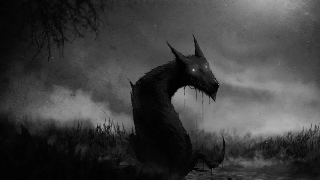 Sinister Shadows: Malevolent Gaze of the Fiendish Werewolf Wallpaper