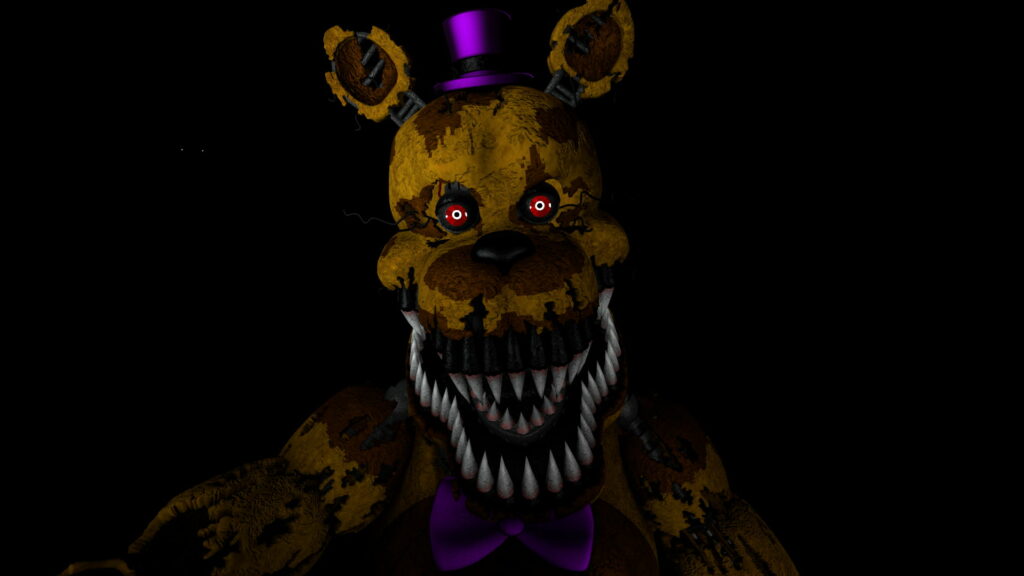 Creepy Animatronics: Fiery Nights in HD - Unsettling Five Nights at Freddy's 4 Wallpaper