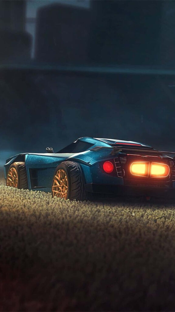 Nighttime Rockets: Serene Dominus Car in the Android Rocket League Game Wallpaper