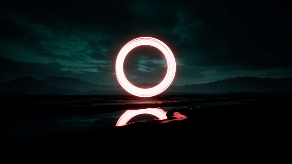 Moonlit Circle: Embracing the Night's Reflective Glow Wallpaper