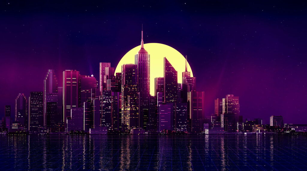 City Ultra Nightscape: Aero Vector Art and City Illustration in Stunning 4K Wallpaper Background Photo