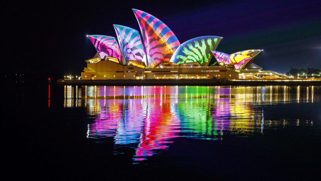 Colorful Sydney Opera House Night Wallpaper Background