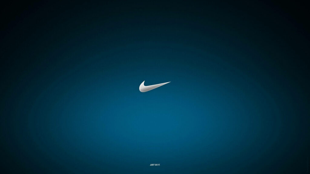 Nike Check Logo Against Blue Gradient: A Minimalist Nike Wallpaper