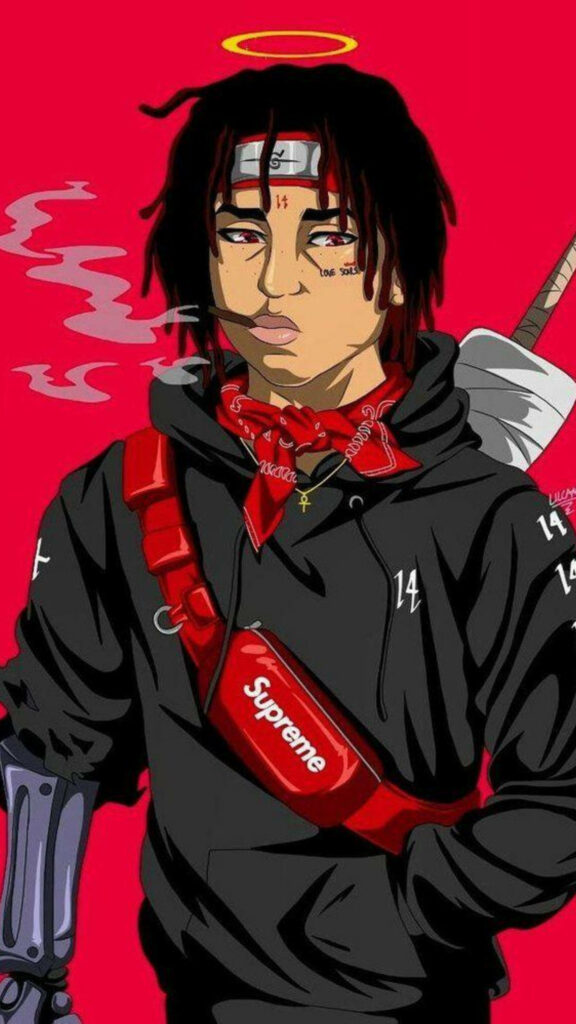 Ninja Vibes: Trippie Redd Immortalized in Epic Digital Drawing Wallpaper
