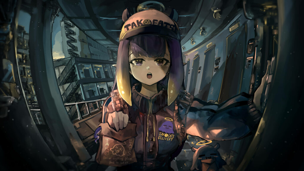 Ninomae Ina'nis Urban Wallpaper: Futuristic VTuber Art