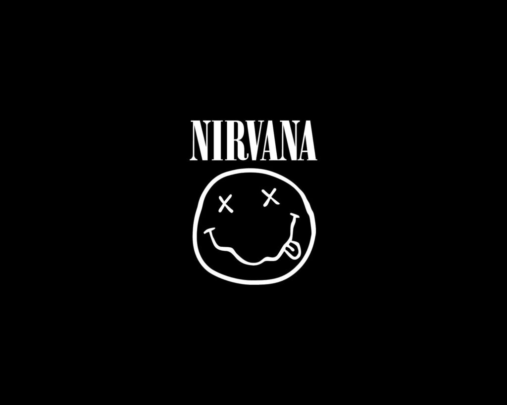 Nirvana 4K Smiley Logo Wallpaper: Minimalist Black Background Design