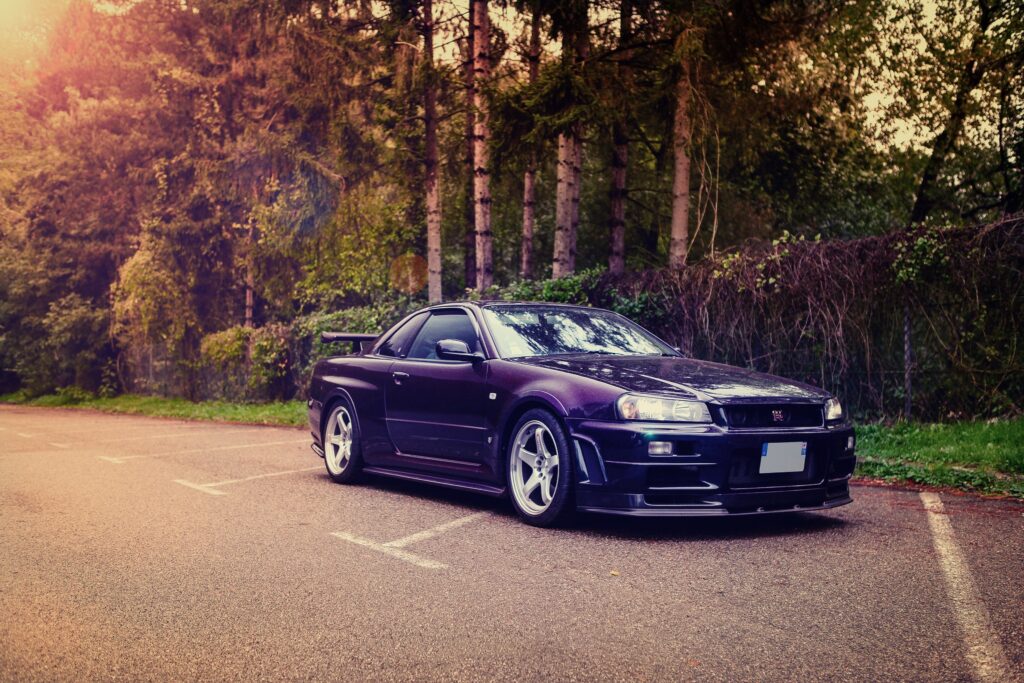 Nissan Skyline GT-R R34 Wallpaper: Iconic Design & Scenic Beauty
