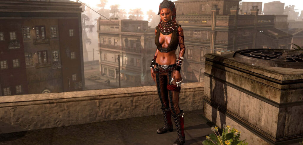 Nix from Infamous: Bold Urban Wallpaper in Gritty Post-Apocalyptic Scene