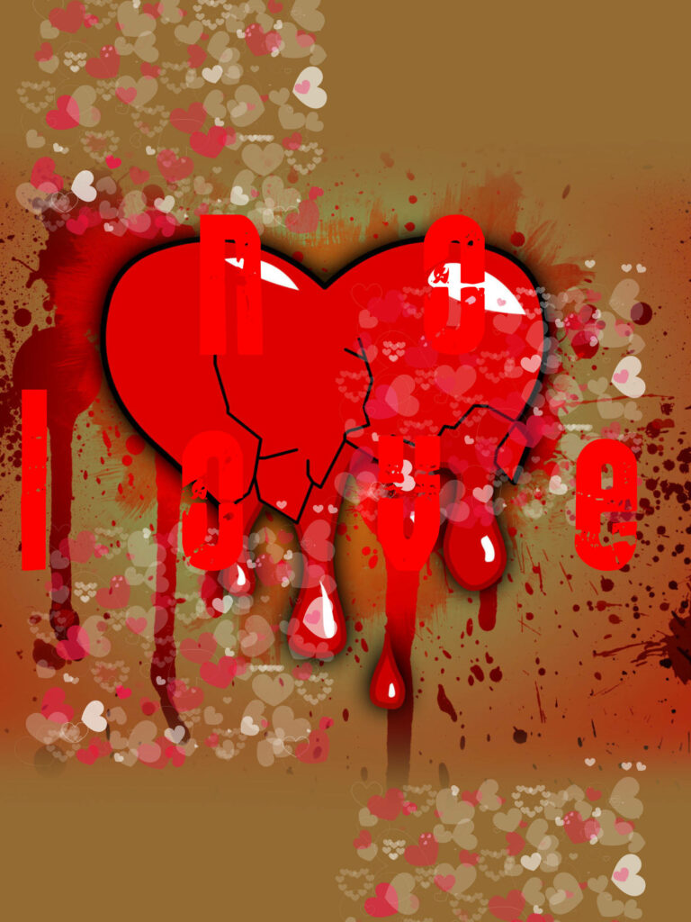 No Love Bleeding Broken Heart Wallpaper red cracked heart with dripping blood on grunge background